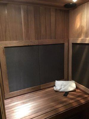 Inside the infrared sauna