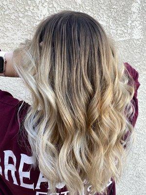 Bright blonde balayage