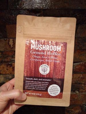 We serve mushroom coffee in our cafe hot or iced.  We also sell it by the bag!  That means you can try it before you buy it!!  We LOVE it!!