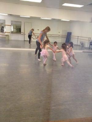 Lil' ballerinas with Ms. Christine