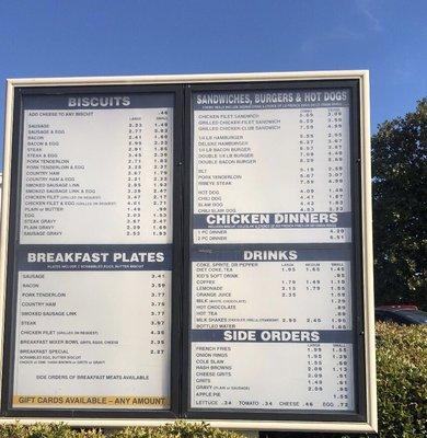 The menu