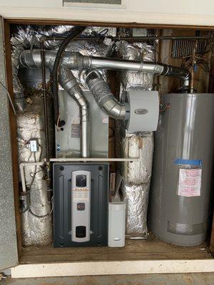 A newly installed Aprilaire furnace and hot water heater.