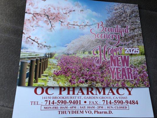 2025 calendar- OC Pharmacy