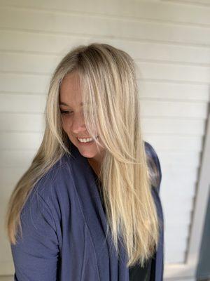 blonde highlights with face framing