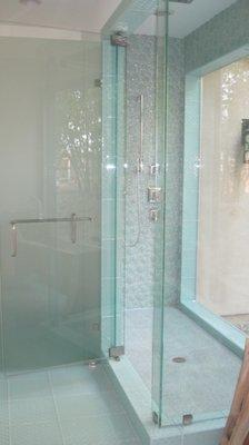 Beautiful glass shower! Come see our glass lines.