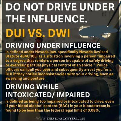 DUI versus DWI as there a difference note imperative impaired don't drive!