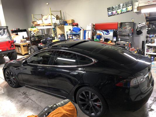 Tesla tinted out.