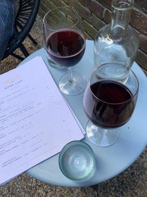 Wine list and Lambrusco