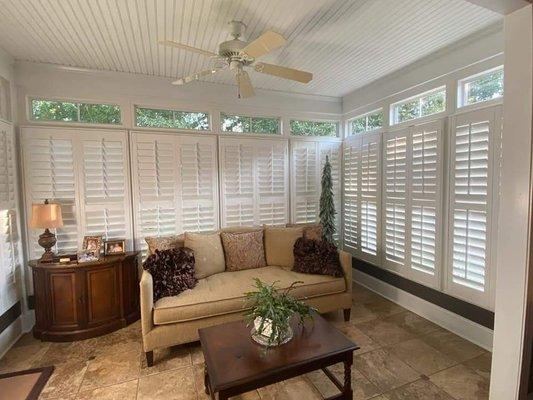 Sunrooms are the best with premium wood plantation shutters.