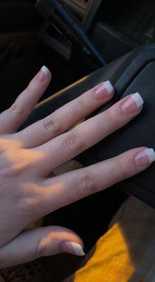 Solar pink & white powder French tips