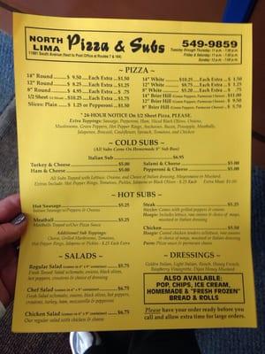 North Lima's Menu