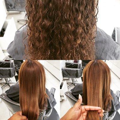 Natural hair silk healthy after coloring and silk press