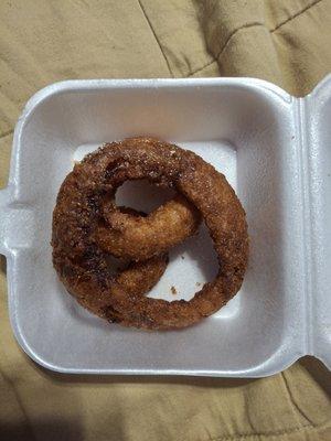 Only 3 burnt Onion rings