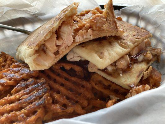 BBQ CHICKEN FLATBREAD with Sweet Potato Fries