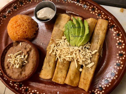 Vegan flautas dinner