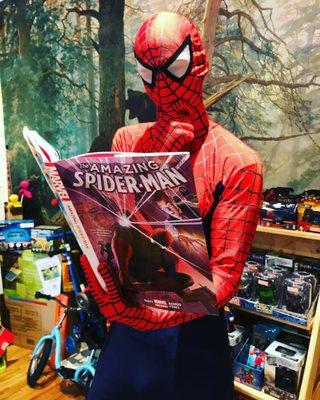 Come and take a photo with spider man and have a fun time with his toys and all his games on display!