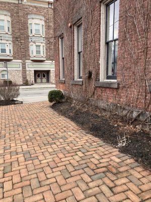 Patio area on side of building