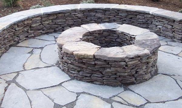 Fireplace, patio stonewall