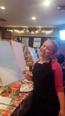 My daughter with me at paint night ...Monte Christos