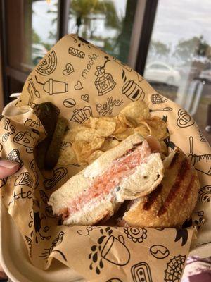 Lox and bagel on a Parmesan bagel