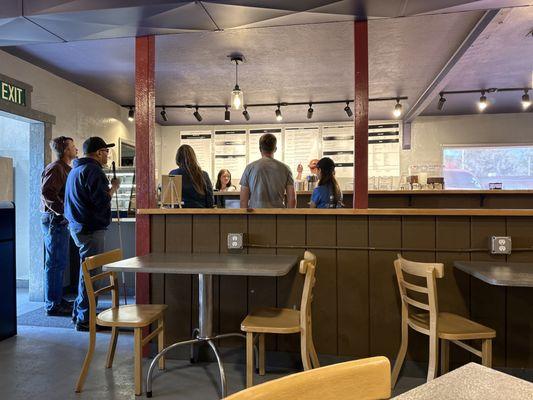 Menu, customers, dining area