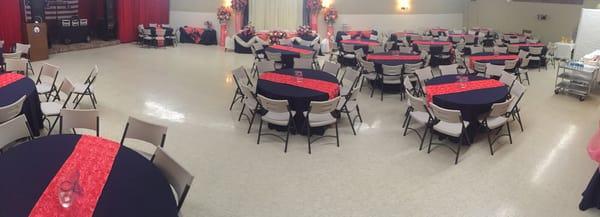 Banquet Room at Hanford Elks Lodge. Great for wedding, parties, ceremonies and more.  Seat up to 200 guests