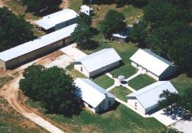 Aerial view of the Model T Ranch, machine shops, etc.