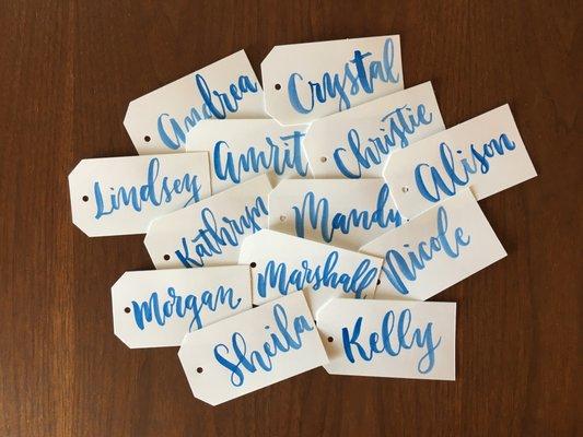 The Kyoto lettering style adds a fun touch to  name tags.