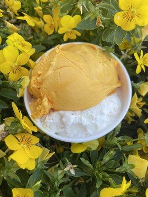 Alphonso Mango and Lychee ice cream scoops