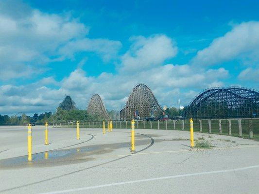 120ft in height, over a MILE long. Shivering Timbers is one of the best wooden coasters on earth.