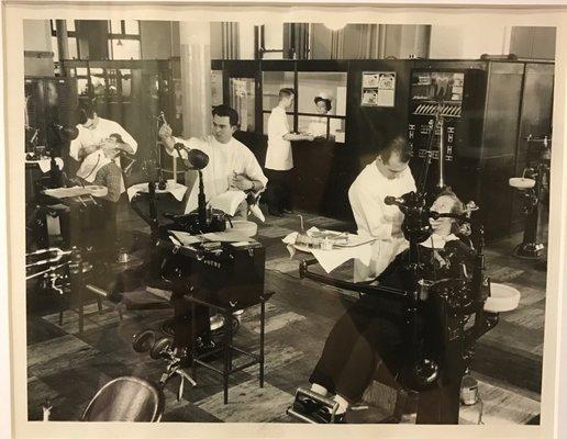 Dr. Zachary Carnow's grandfather, Dr. Martin Carnow (pictured in middle) practicing dentistry in the 1940's!