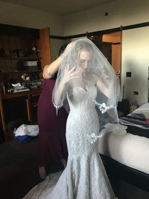 The veil Paul created from my mother's wedding dress!