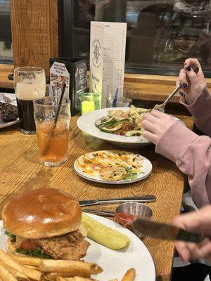 Salmon Power Bowl and Fried Chicken Sandwich