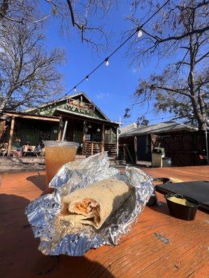 Brought our Wako Taco burrito and hung out on the patio