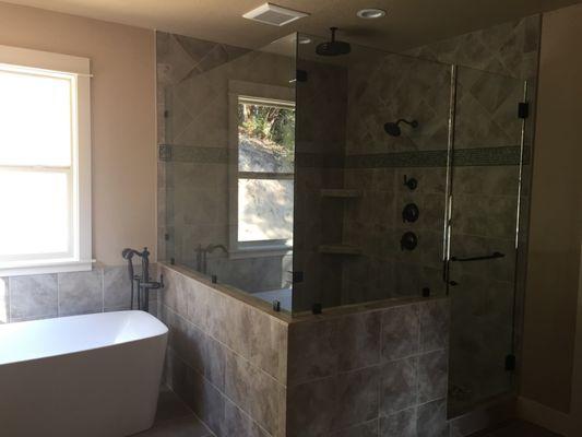 Custom shower with soaker tub