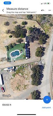 Measurement of the length of the pool area from Google, 50 ft wide