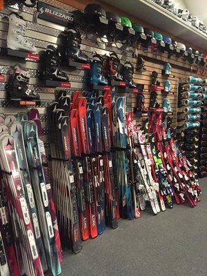 Ski wall with kids lease skis