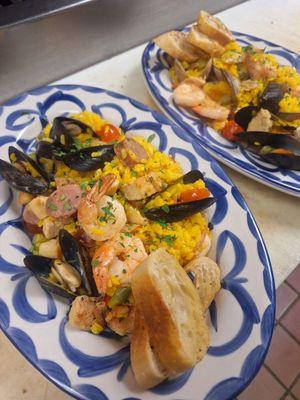 Spanish seafood paella. Taste of Seville Espana.