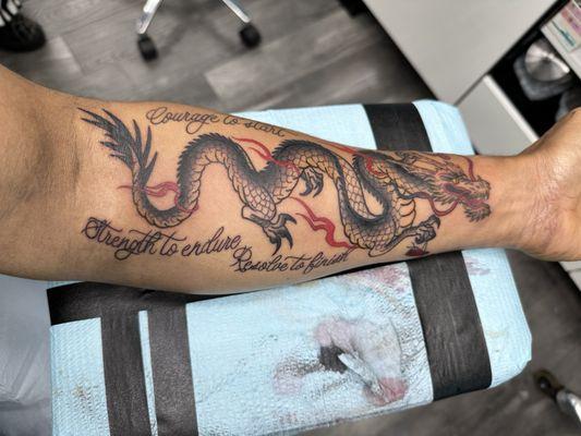 Forearm Dragon Tattoo for Mario.