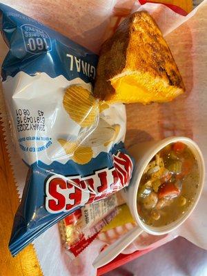 Daily combo - half grilled cheese and chicken noodle soup