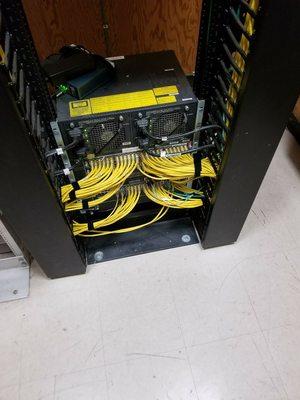 Data Infrastructure and Networking Services. This is a rack we installed a switch into in order to help support an IP Camera System.