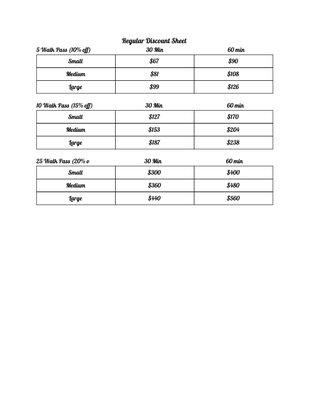 Discount sheet for first time Clients