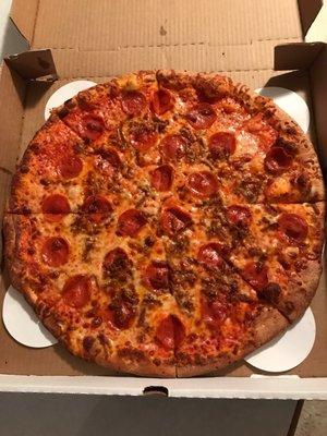 Sausage & Pepperoni large pizza  yum