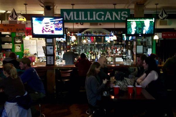 BIG BAR where visiting skiers mix with instructors and local snow boarders.