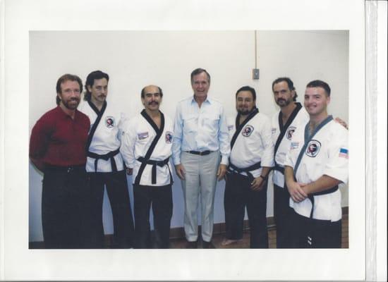 Mr. Prieto Chuck Norris and others  giving President George Bush Sr. his honorary black belt.