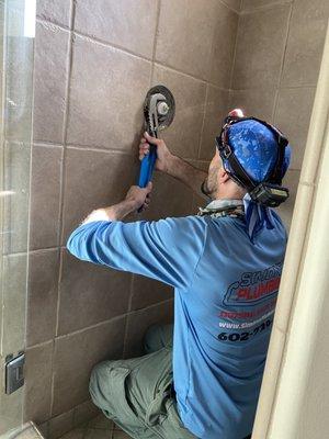 Simon took extra care during this part of the process to avoid costly damage to the interior plumbing.