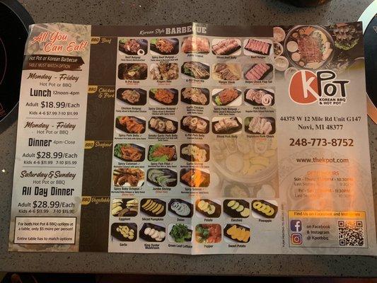 KBBQ menu