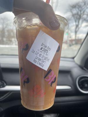 caramel iced coffee with cream and sugar