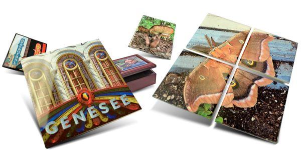 We offer custom printed Tiles and Coasters. Call us for a quote.