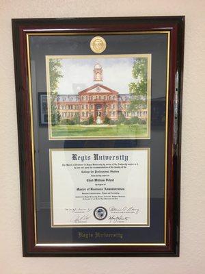 Chad Schiel, Master's Degree in Finance and Accounting from Regis University, a Prestigious Jesuit School in Denver, Colorado.